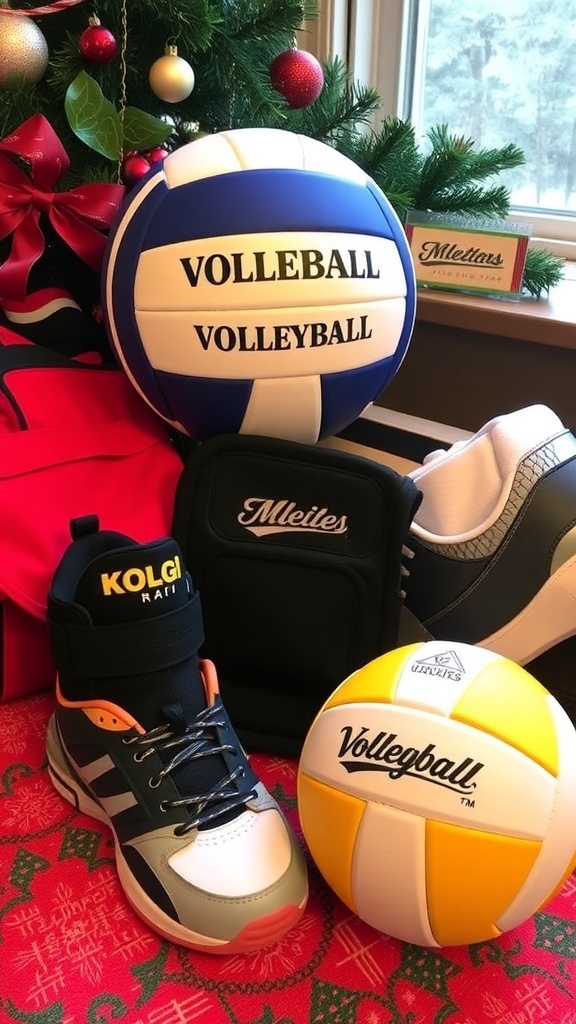 A collection of volleyball gifts for Christmas, featuring volleyball gear and accessories.